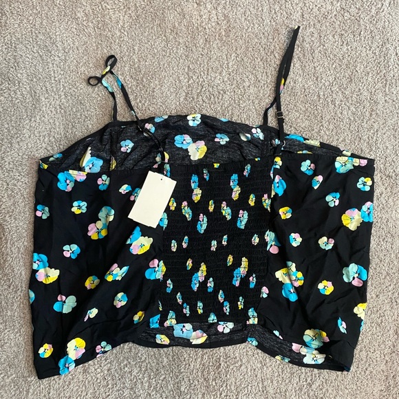 Bp Plus Size Black Summer Floral Print Crop Top NWT - Picture 4 of 5